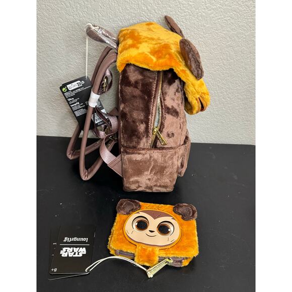 Loungefly Star Wars Plush Pocket Wicket Backpack and Wallet Set NWT main image 5